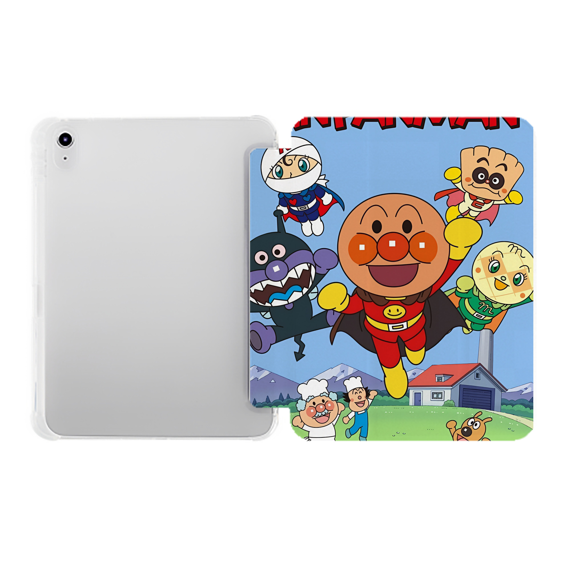 （画像用） アンパンマン Anpanman IPad ケース ペン収納付き 三つ折りスタンド PUレザー×シリコン 対応機種9.5/10.5/10.9インチ